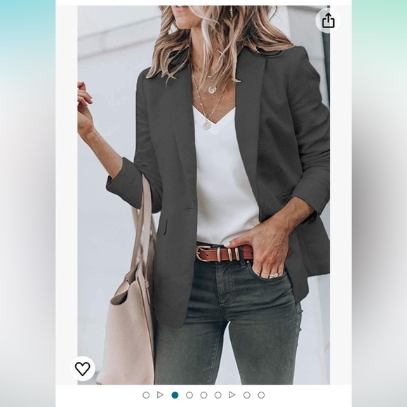 Cicy Bell Womens Casual Blazers Open Front Long Seeve, dark grey, large - Picture 5 of 5